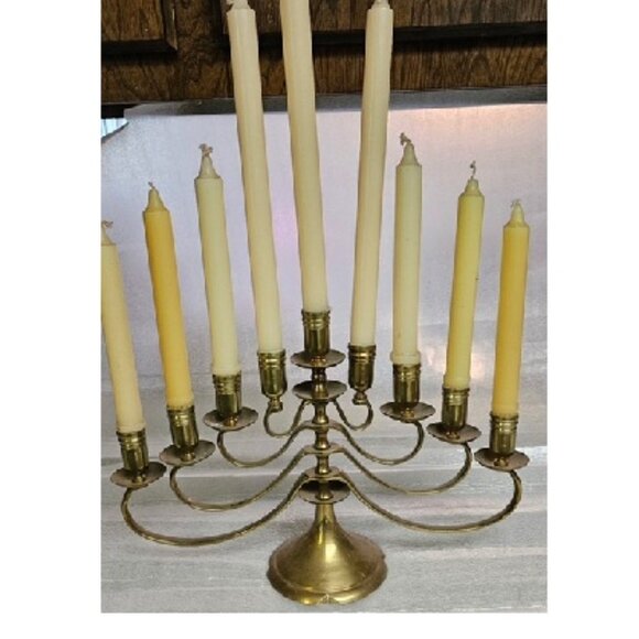 Vintage Brass Candelabra 9-Candle adjustable swing arm - Picture 2 of 3